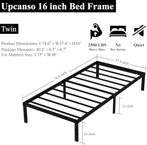 16 Inch Twin Bed Frames No Box Spring Need Heavy Duty Metal