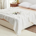 Love's cabin 100% Cotton Muslin Blanket Queen Size for Bed, White