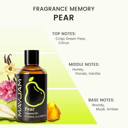 MAYJAM Pear Fragrance Oil for Diffusers for Home, 3.38FL.OZ