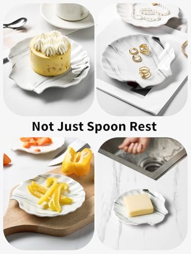 ABRUTY Spoon Rest for Stove Top, Ceramic Spoon Holder for Counter, Modern Farmhouse Decor Accessories for Spatula, Spoons or Tongs
