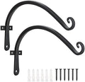 FEED GARDEN Heavy Duty Plant Hooks - 2 Pack 12 Inch Wall Mounted Hanging Brackets, 57lb Capacity Steel Plant Hangers for Bird Feeders, Baskets, Wind Chimes Outdoor Indoor- Black
