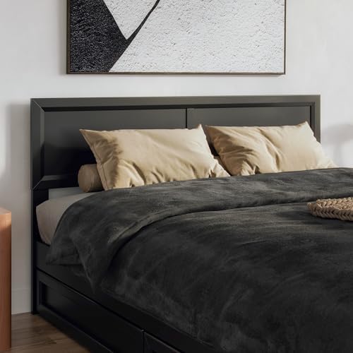 AFI, Sophia Adjustable Modern Queen Wood Headboard, Black