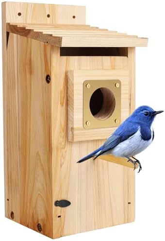 Bird Houses for Outside, Thicken Wooden Bird House with Copper Guard