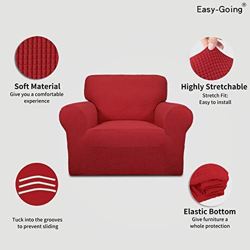Easy-Going Stretch Chair Slipcover with Arm Washable Christmas Red
