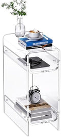 Clear Acrylic Side Table, Narrow Nightstand Bedside Table for Bedroom, Skinny Small End Table (Clear, 8.7'' x 15.7'' x 21.7")