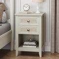 RoyalCraft Rattan Nightstand for Bedroom, Tall Bedside Table with 2 Drawers