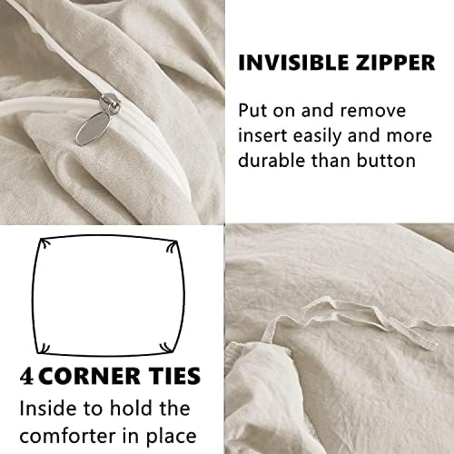 HIG 3 Piece Pre-Washed Off White Queen Duvet Cover Set