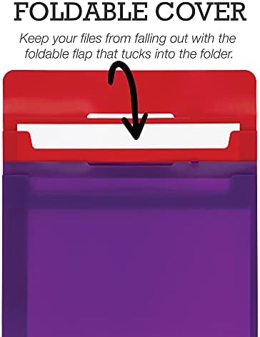 Samsill Cascading Wall File Organizer, Classrom Organization and Storage, 6 Removable Poly Hanging File Folders, Command Center Wall Organizer, Gray with Assorted Color Folders