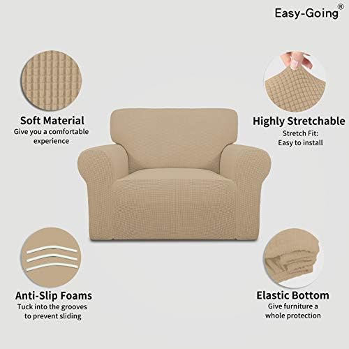 Easy-Going Stretch Oversized Chair Slipcover with Arm Washable Sand