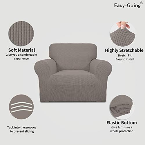 Easy-Going Stretch Chair Slipcover with Arm Washable Taupe