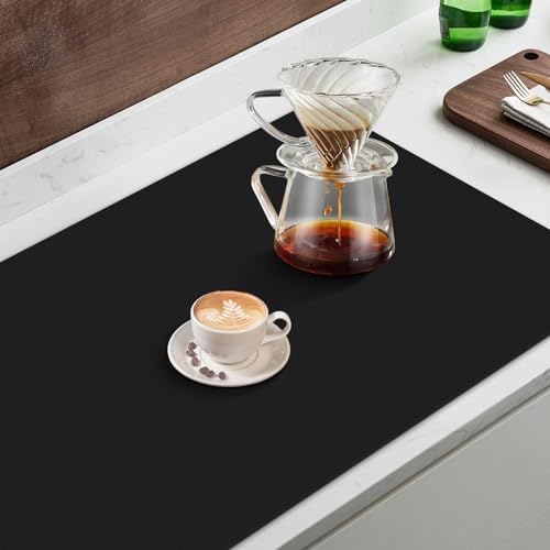 Coffee Mat Super Absorbent Dish Drying Mat Coffee Bar Mat 16"x 24", Black
