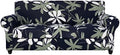 SearchI Stretch Sofa Cover Printed Couch Cover, Floral Pattern 4 Pieces Sofa Slipcover with 3 Separate Cushion Cover, Washable Furniture Protector for Living Room(Sofa, Navy Blue)