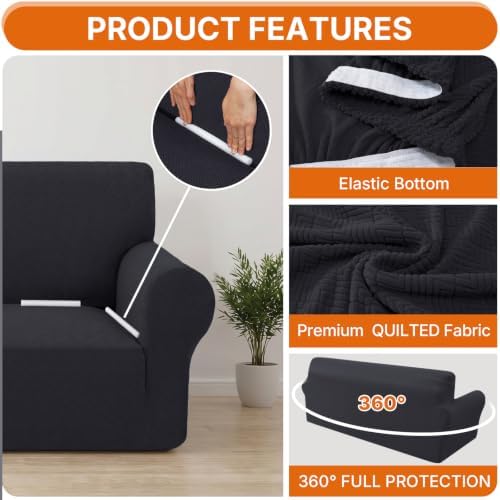 XINEAGE Stretch Armchair Slipcover, Non-Slip Pet Couch Cover,Dark Gray