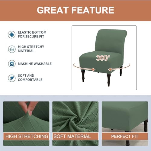 Eco-Ancheng Armless Chair Slipcover Removable Armless Accent Chairs Covers Washable Armless Slipper Chair Slipcover Printed Armless Chair Furniture Protector Covers for Living Dining Room Hotel