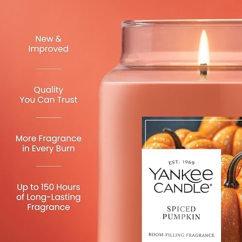 Yankee Candle Spiced Pumpkin, Fall Scented Candle, 22oz Large Jar with up to 150 Hour Burn Time, Giftable (Pack of 4)