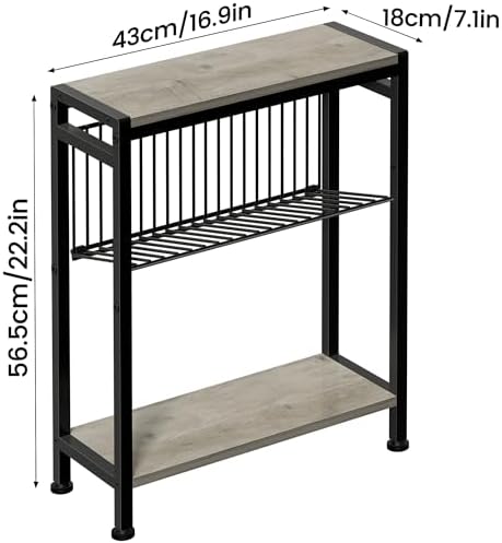 Narrow Side Table, 3-Tier End Table, Small Nightstand