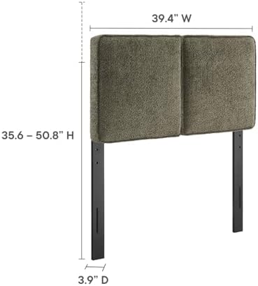 Modway Lindee Twin Size Upholstered Headboard with Sage Boucle Fabric - Pillow Style Headboard for Kid's Room or College Dorm - Fabric Twin Headboard with Adjustable Mounting Positions
