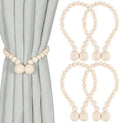KLOGTSIND Magnetic Curtain Tiebacks, 4 Pack Wood Bead Curtain Holdbacks