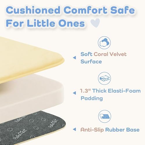 1.3" Thick Baby Floor Play Mat, 50x50 Padded Foam Mat, Vanilla