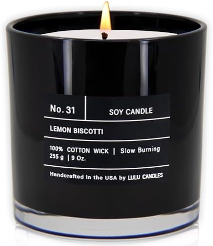 Lulu Candles | Lemon Biscotti | Highly Scented Candles for Home | Soy Blend Jar Candle with 100% Cotton Wick | Slow Burning (9 Oz.)