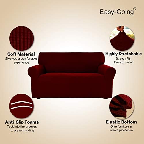 Easy-Going Stretch Couch Covers for Sofa Washable Large Wine