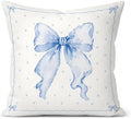 Blue Bow Pillow Cover 18x18, Dorm Decor for College Girls