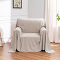 MEETSKY Small Couch Cover Oversized Armchair Sofa Covers Washable for Dogs Single Recliner Sofa Slipcover, Cat Scratch Proof Soft Sofa Throw Protector for Pets, 71" x 91", Oat
