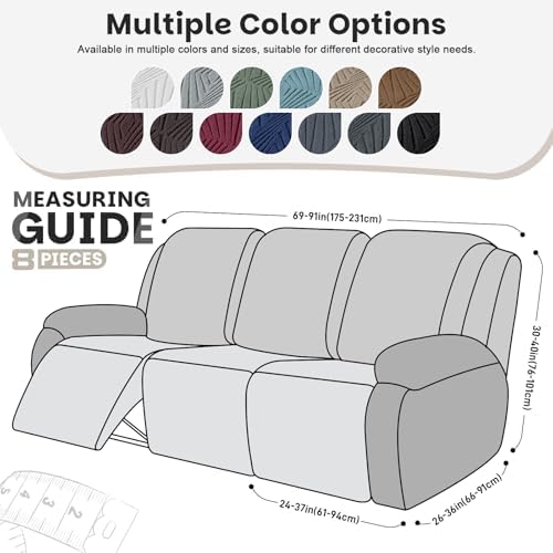VANSOFY Stretch Recliner Couch Coversr, 8-Pieces Slipcover,Dark Blue