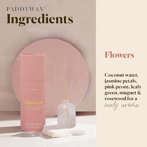 Paddywax Petite Reed Diffuser Set, Flowers, White, 1.5 oz