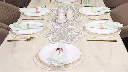 CLEENTABLE Beaded Round Placemat, Glass Bead, 13 in, 1-Pack