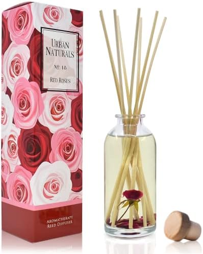 Urban Naturals Reed Diffuser Set, Red Roses - Bathroom Shelf Décor