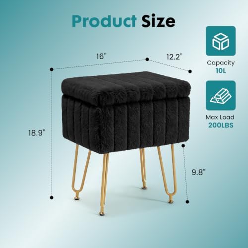 DUMOS Vanity Stool Chair, Ottoman with Storage for Living Room, Bedroom
