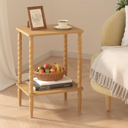 TUTOTAK Small End Table with Solid Wood Legs, Side Table Set of 2