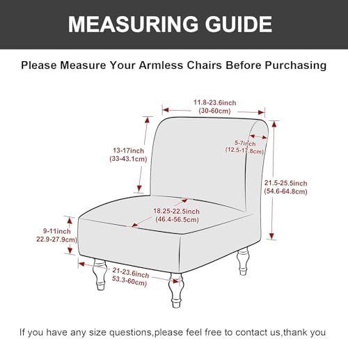 Eco-Ancheng Armless Chair Slipcover Removable Armless Accent Chairs Covers Washable Armless Slipper Chair Slipcover Printed Armless Chair Furniture Protector Covers for Living Dining Room Hotel,23