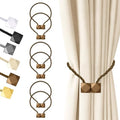 Hion Magnetic Curtain Tiebacks Dark Brown 6pcs, Curtain Holdbacks Hooks