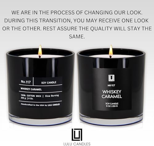 Lulu Candles | Whiskey Caramel | Smells Woody & Sweet | Luxury Scented Soy Jar Candle | Hand Poured in The USA | Highly Scented Long Lasting (9 Oz.)