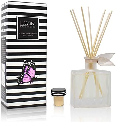 Reed Diffuser Set, Vanilla & Patchouli Scented Oil Diffuser with Sticks, Home Fragrance Accessories for Bathroom Shelf Decor, Aroma Diffusers for Home or Office Fall Decor, USA Made