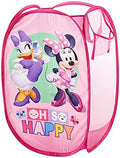Disney Minnie Mouse Pop-Up Hamper,“Oh So Happy” Design, 21”H x 13.5”W x 13.5”L, Durable & Collapsible Laundry Basket with Carry Handles for Kids Room
