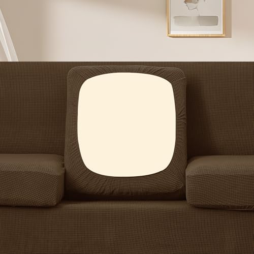 U-NICE HOME 3 Pieces Stretch Loveseat Couch Cover, Brown