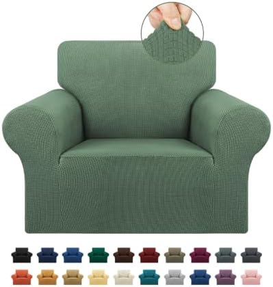 KEKUOU Stretch Chair Sofa Slipcover, Single Couch Cover,Greyish Green