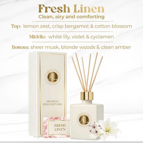 White Reed Diffusers for Home | Premium Fragrance Diffuser | White Diffuser Sticks in Oil Set with Fresh Linen Scent | Smell Good Stuff | Long-Lasting Oil for Bathroom & Office (5 oz)