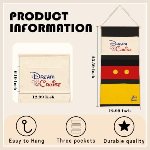 3-Pocket Hanging Wall Organizer, Cute Cruise Ship Design for Playroom Door