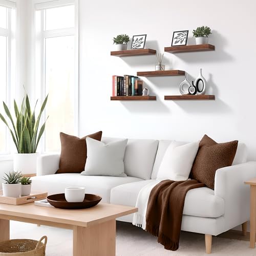 Sorbus 16 Inch Floating Shelves for Wall (2 Pack, Walnut)