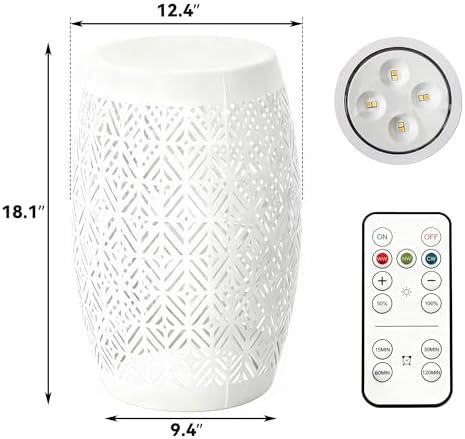 18" Metal LED Side Table Outdoor, 3-Mode Lights, Modern Drum Design