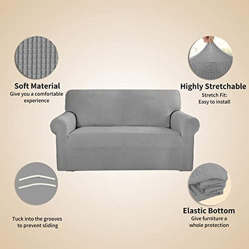 Easy-Going Stretch 4 Seater Oversized Sofa Couch Cover Light Gray