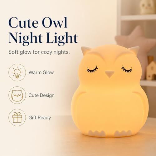 Owl Kids Night Light, Baby Nursery New Born Baby Essentials Must Haves