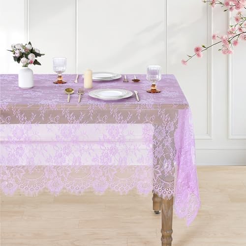 Lace Tablecloth Chic Table Fabric 60x120 Inch for Farmhouse Rustic Wedding
