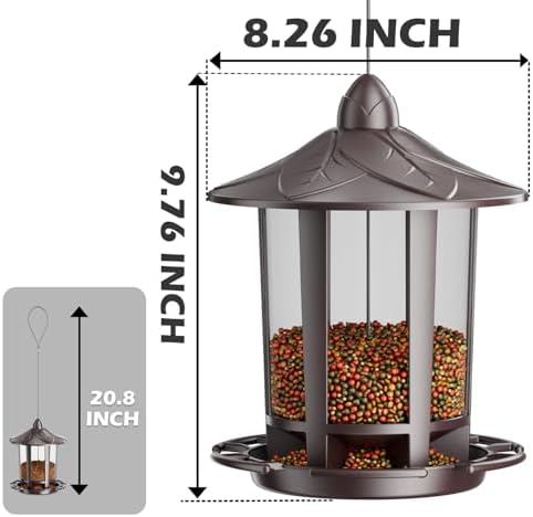 Birdream Bird Feeders for Outdoor Hanging, Assembly Required, 1-Min Easy Setup, Charming Castle Design, Attracting Cardinals Chickadees Goldfinches & Sparrows - Brown