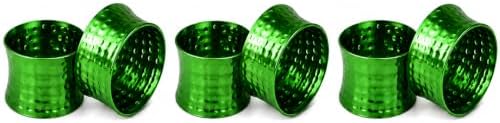 ITOS365 Green Napkin Rings Set of 6, Handmade Hammered Metal Napkin Ring Holders for Dining Table, Wedding, Parties & Everyday Table Decor