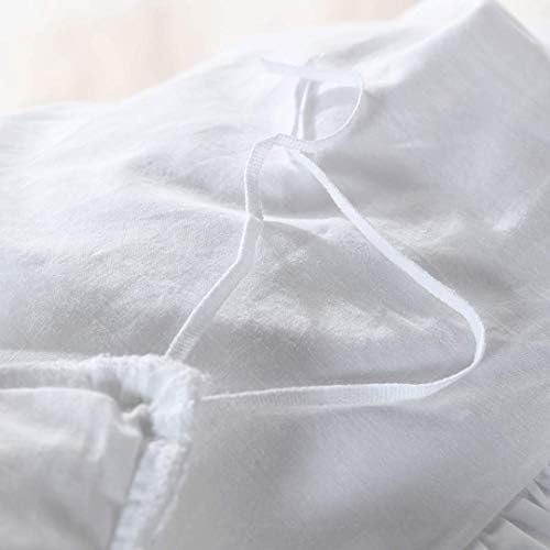 White Ruffle California King Duvet Cover, Washed Cotton Farmhouse Shabby Boho Chic Bedding Comforter Quilt Cover Oversized Vintage Rustic French Country Aesthetic Bedding 3 Pieces